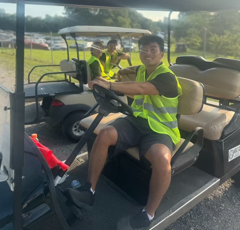 Event traffic crew in a golf cart